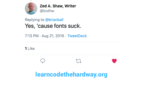 Zed Shaw Tweet